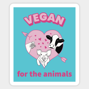 Vegan for the animals - cute cartoon farm animals Sticker